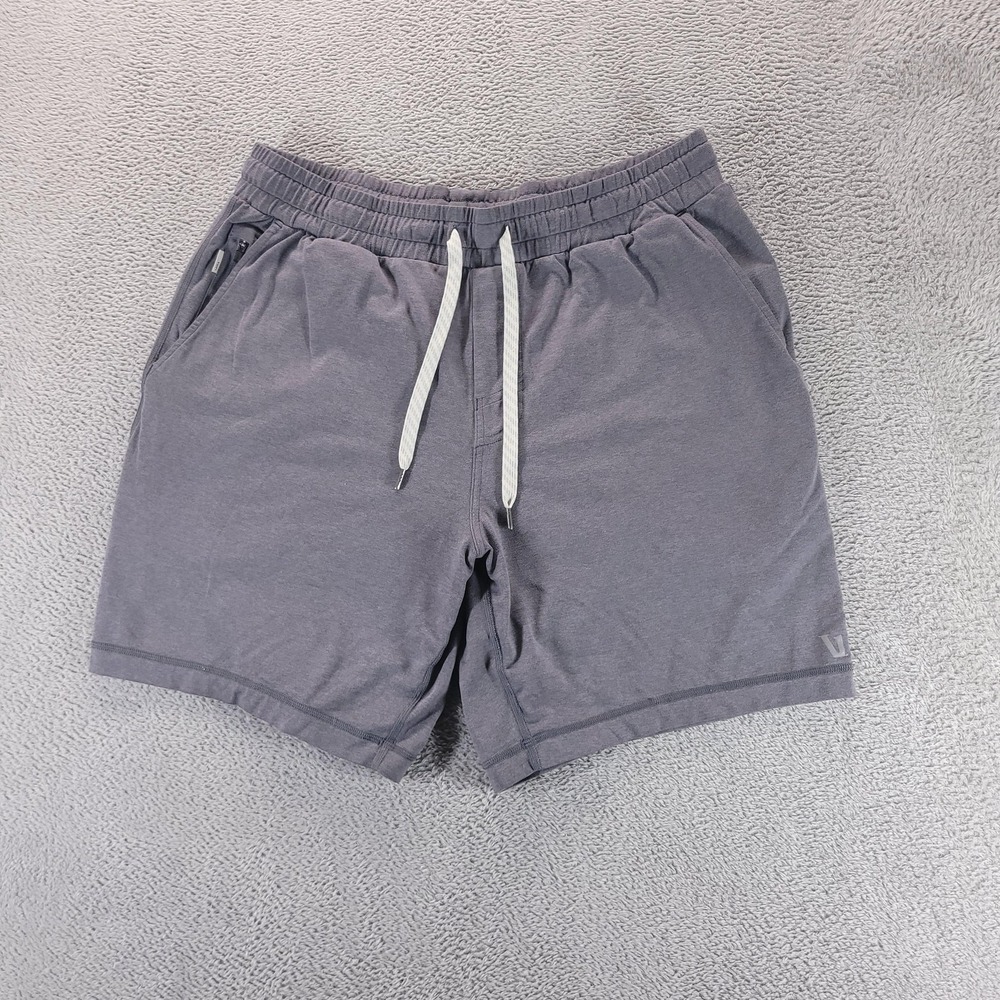 Vuori Shorts Mens L Gray Ponto Drawstring Pockets 7" Inseam Gym Athletic